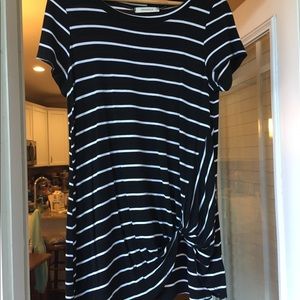Knot front striped shirt
